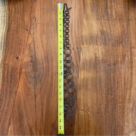 Modernist Circle Hoop Black and Bronze Necklace Layer Necklace - Picture 4 of 8